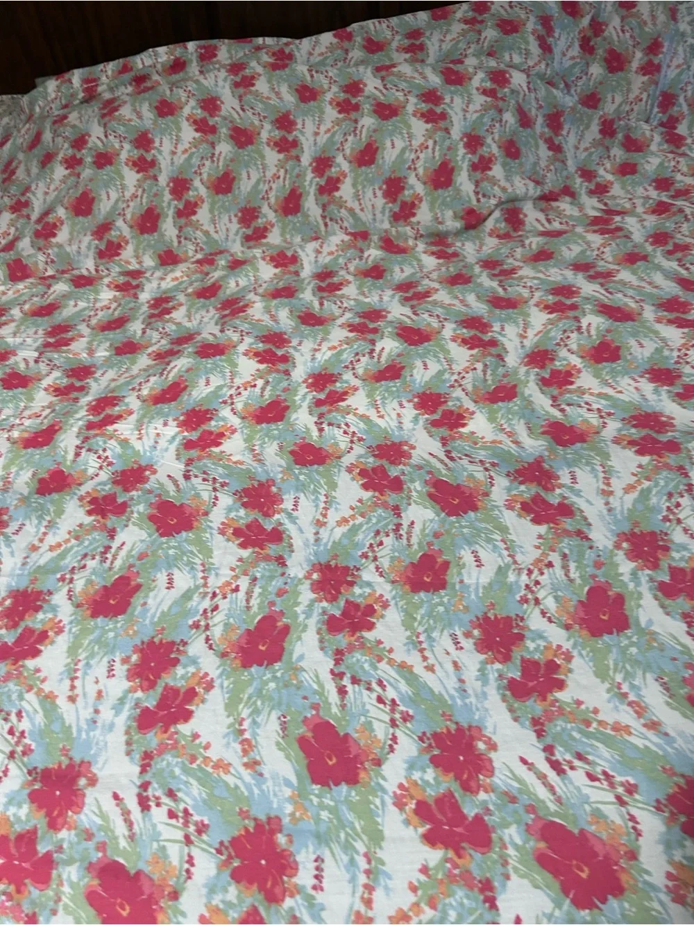 Badgley Mischka Luxe Hem Cottage Garden King Flat Sheet Artistic Floral Print